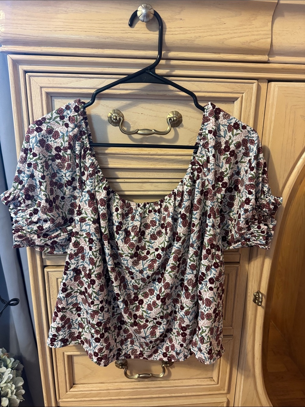 Volcom Open Back Puff Sleeve Blouse